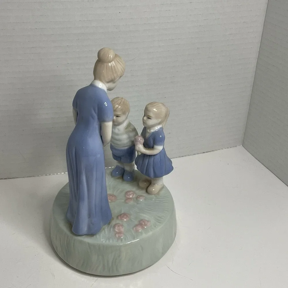 Mother & Children Figurine Porcelain Music Box